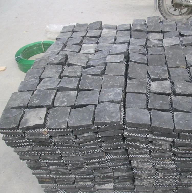 Natural Stone 10X10 Cobblestone Black Basalt Cube Stone for Garden Paving Stone, Kerbstone