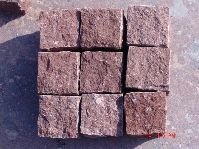 Flamed Red Porphyry Granite Stone Cube Paving Stone for Flooring